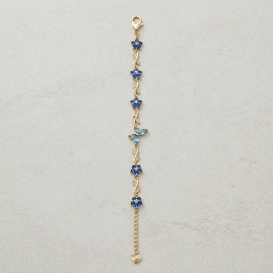 Elegance Blue Butterfly & Floral Bracelet