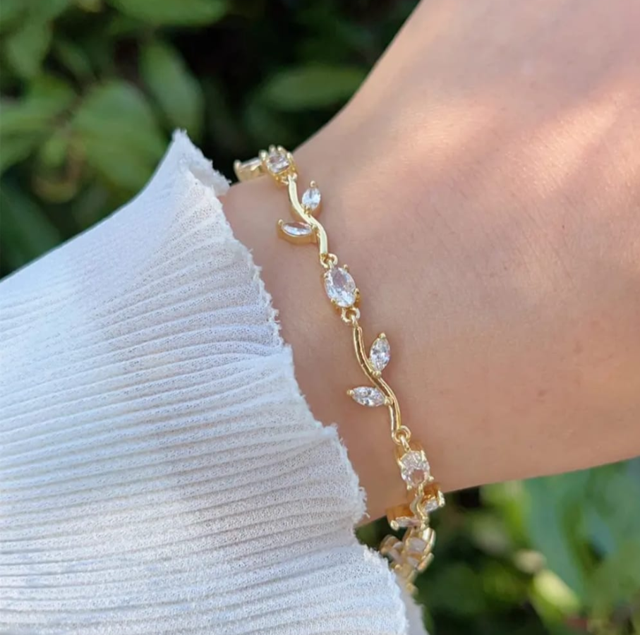 Silver (Golden Base) Tulip Bracelet – Cute Floral Charm Jewellery