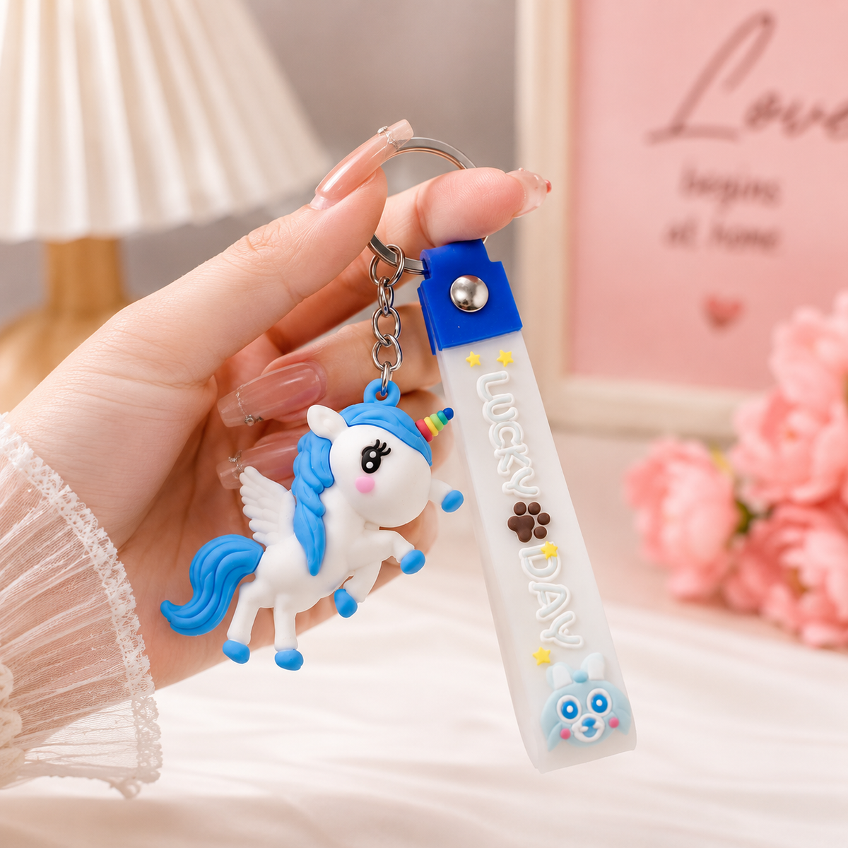 Cute Unicorn Keychain with Silicone Strap