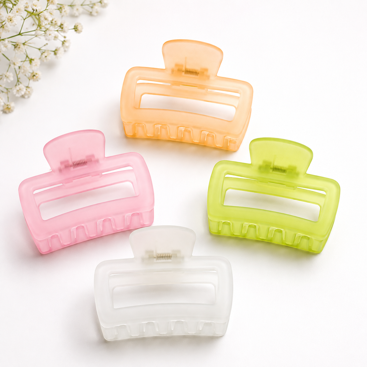 Pastel Rectangular Hair Claw Clip - Multiple Packs