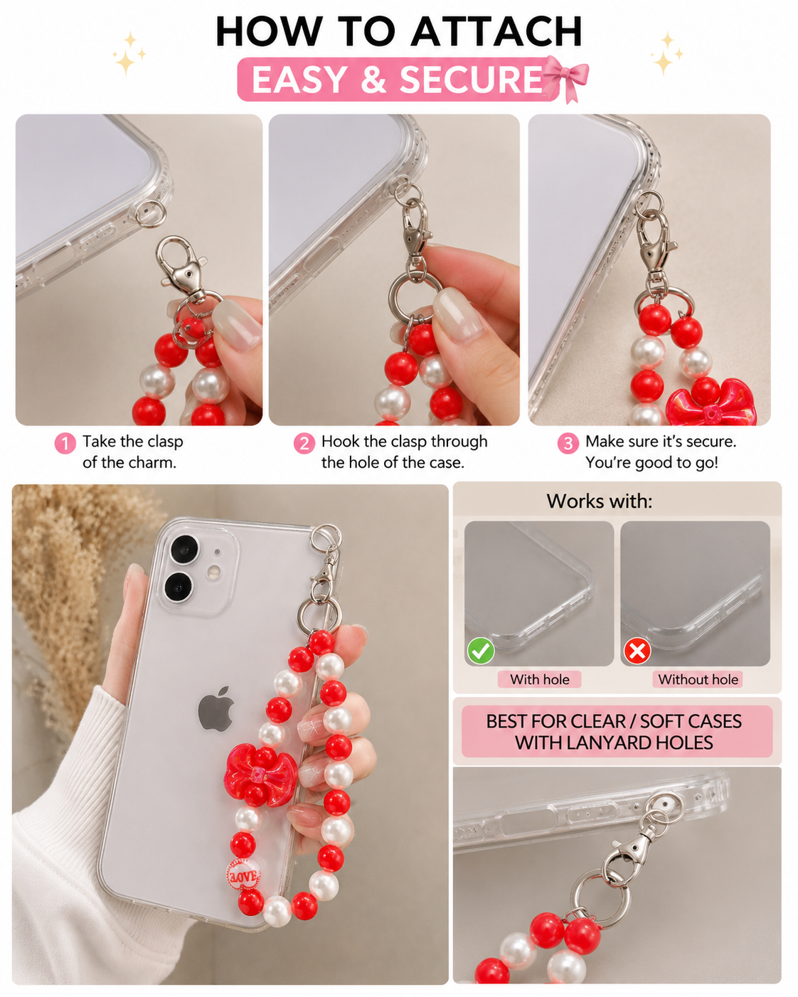 Cute Beaded Wrist Strap Charm