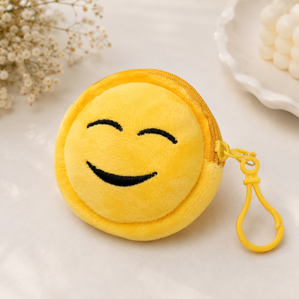 Cute Emoji Soft Plush Pouch Keychain