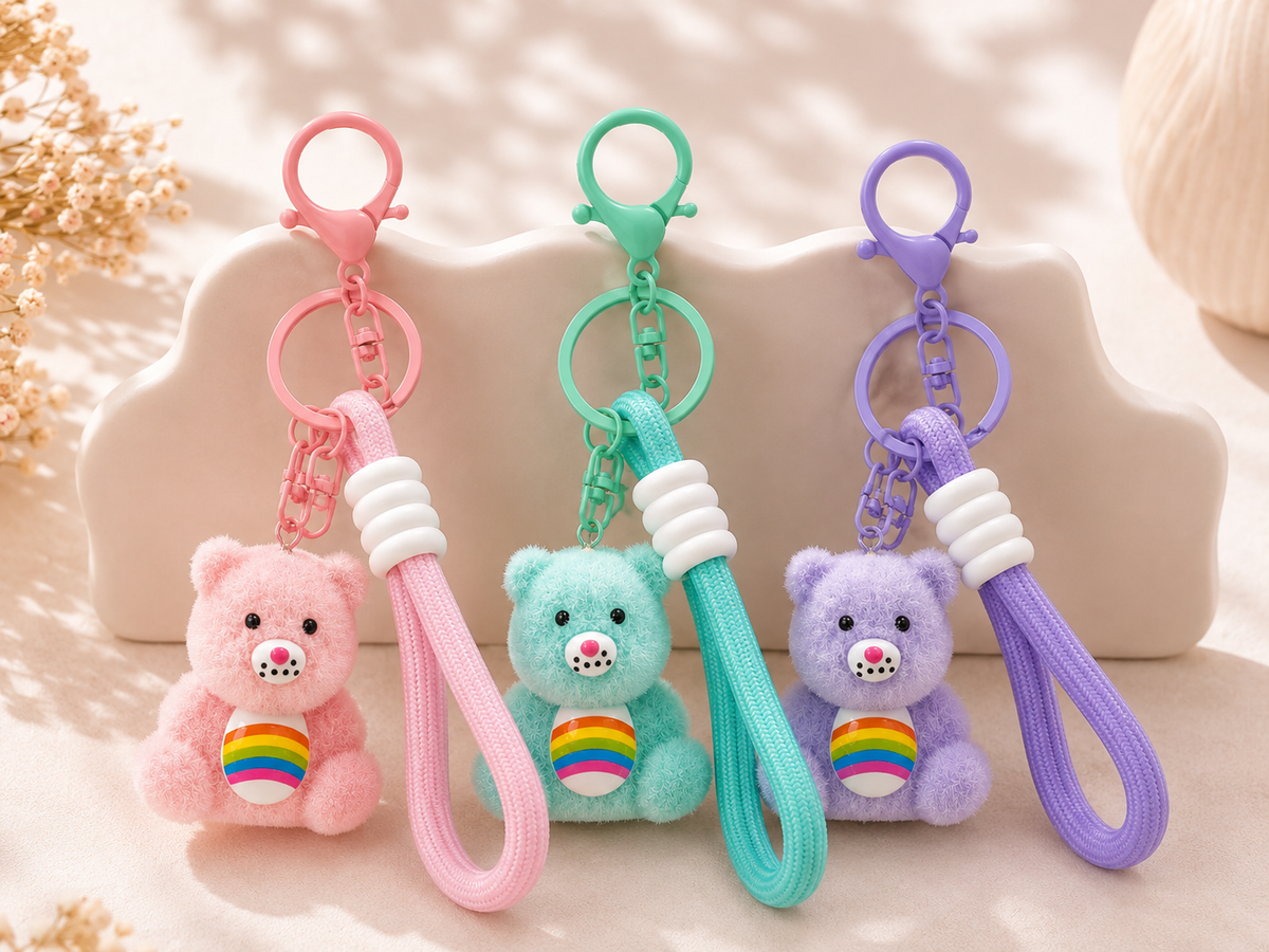 Premium Cute Teddy Bear Wrist Keychain - 1Pc