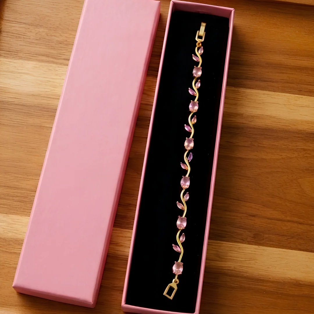 Pink Tulip Bracelet – Cute Floral Charm Jewellery