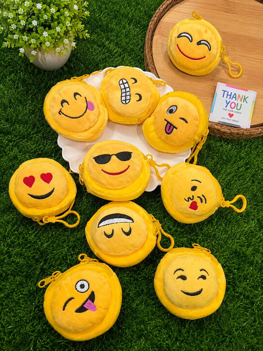 Cute Emoji Soft Plush Pouch Keychain