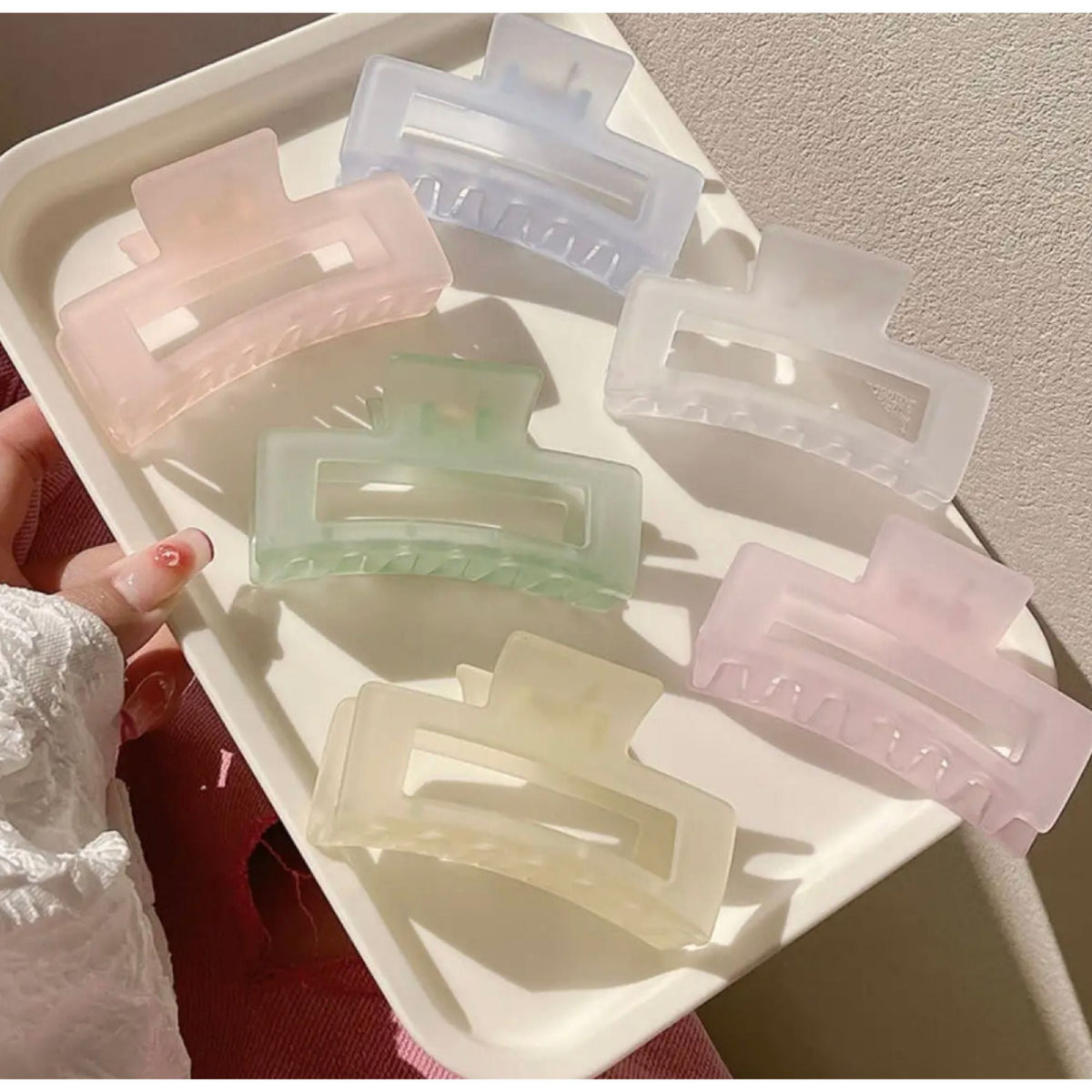 Large Pastel Rectangular Hair Claw Clip - Multiple Packs