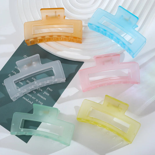 Large Pastel Rectangular Hair Claw Clip - Multiple Packs