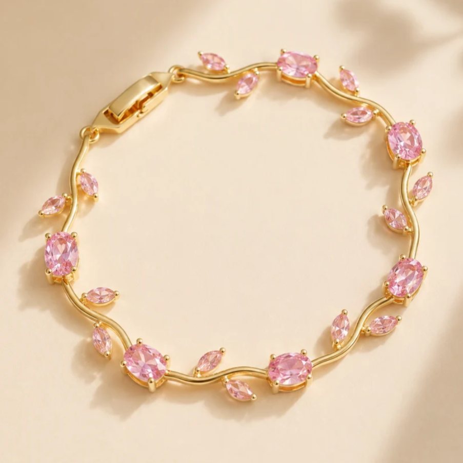 Pink Tulip Bracelet – Cute Floral Charm Jewellery