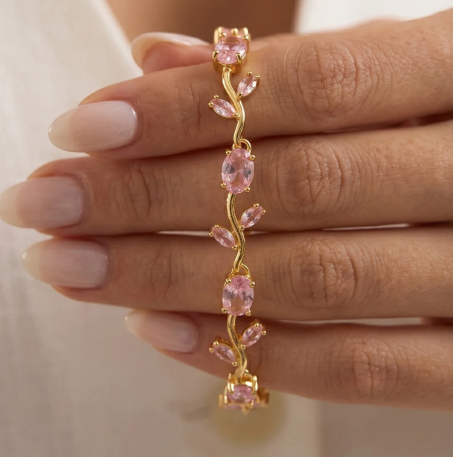 Pink Tulip Bracelet – Cute Floral Charm Jewellery