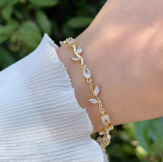 Silver (Golden Base) Tulip Bracelet – Cute Floral Charm Jewellery