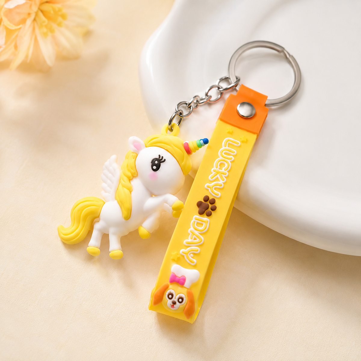 Cute Unicorn Keychain with Silicone Strap