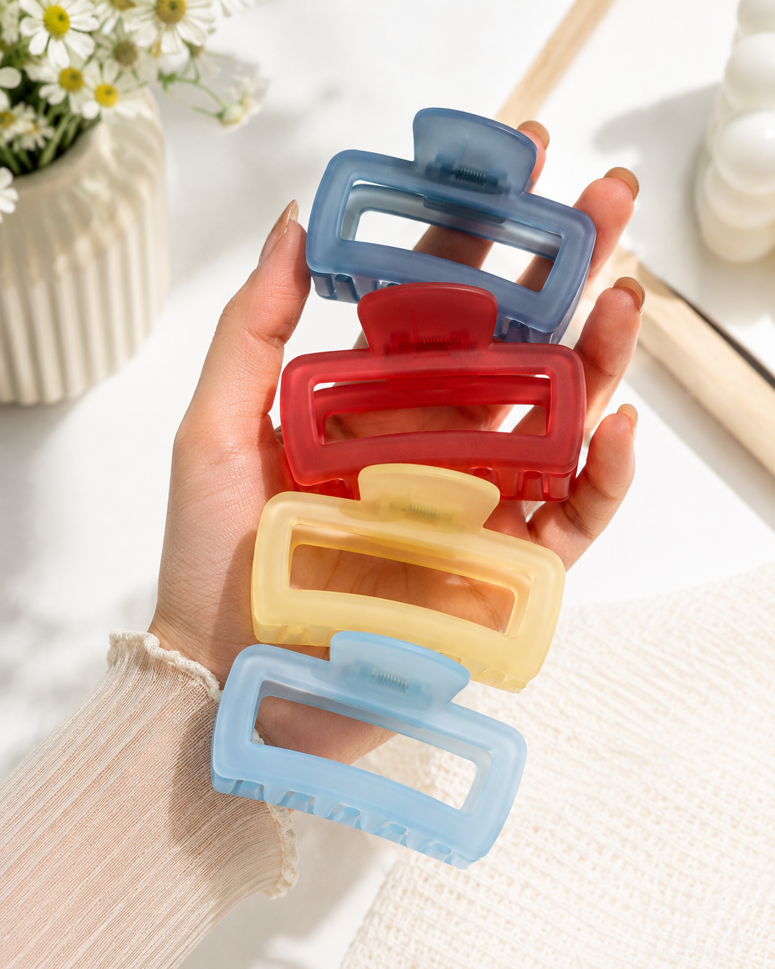 Pastel Rectangular Hair Claw Clip - Multiple Packs