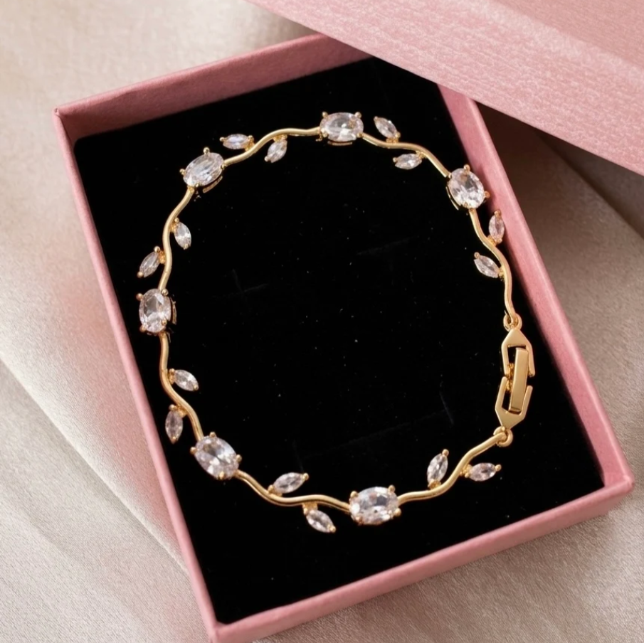 Silver (Golden Base) Tulip Bracelet – Cute Floral Charm Jewellery