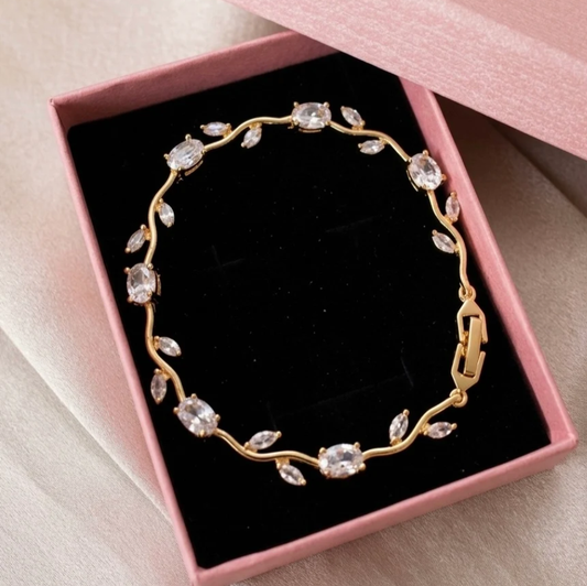 Silver (Golden Base) Tulip Bracelet – Cute Floral Charm Jewellery
