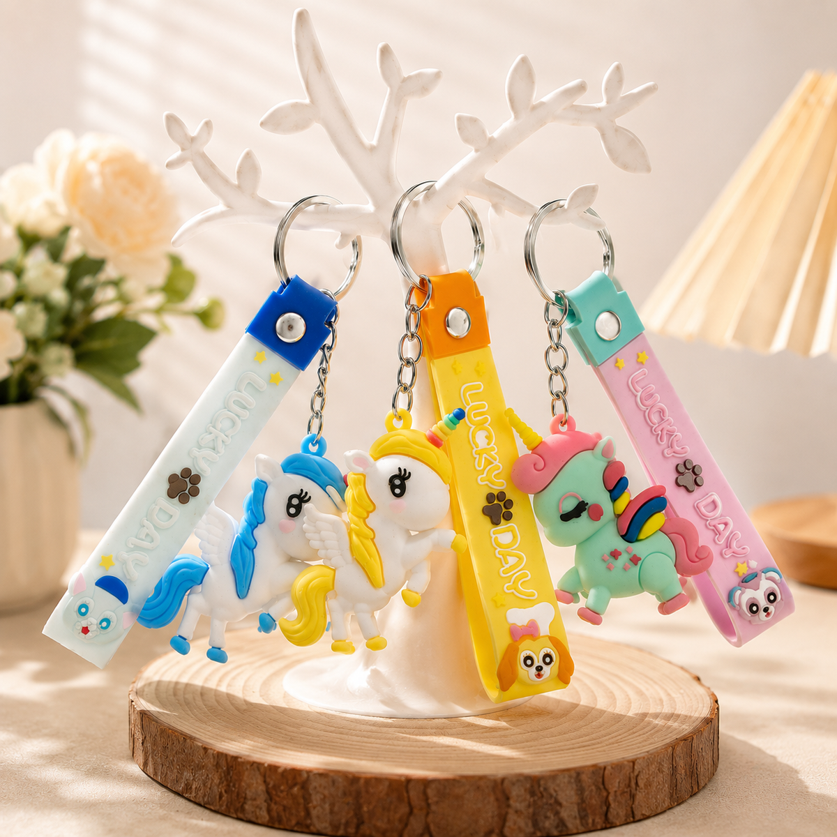 Cute Unicorn Keychain with Silicone Strap