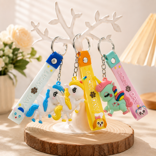 Cute Unicorn Keychain with Silicone Strap