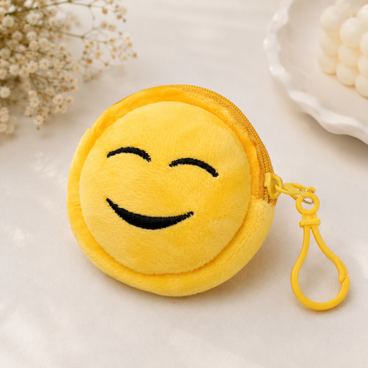 Cute Emoji Soft Plush Pouch Keychain